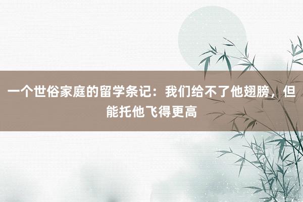 一个世俗家庭的留学条记:我们给不了他翅膀,但能托他飞得更高